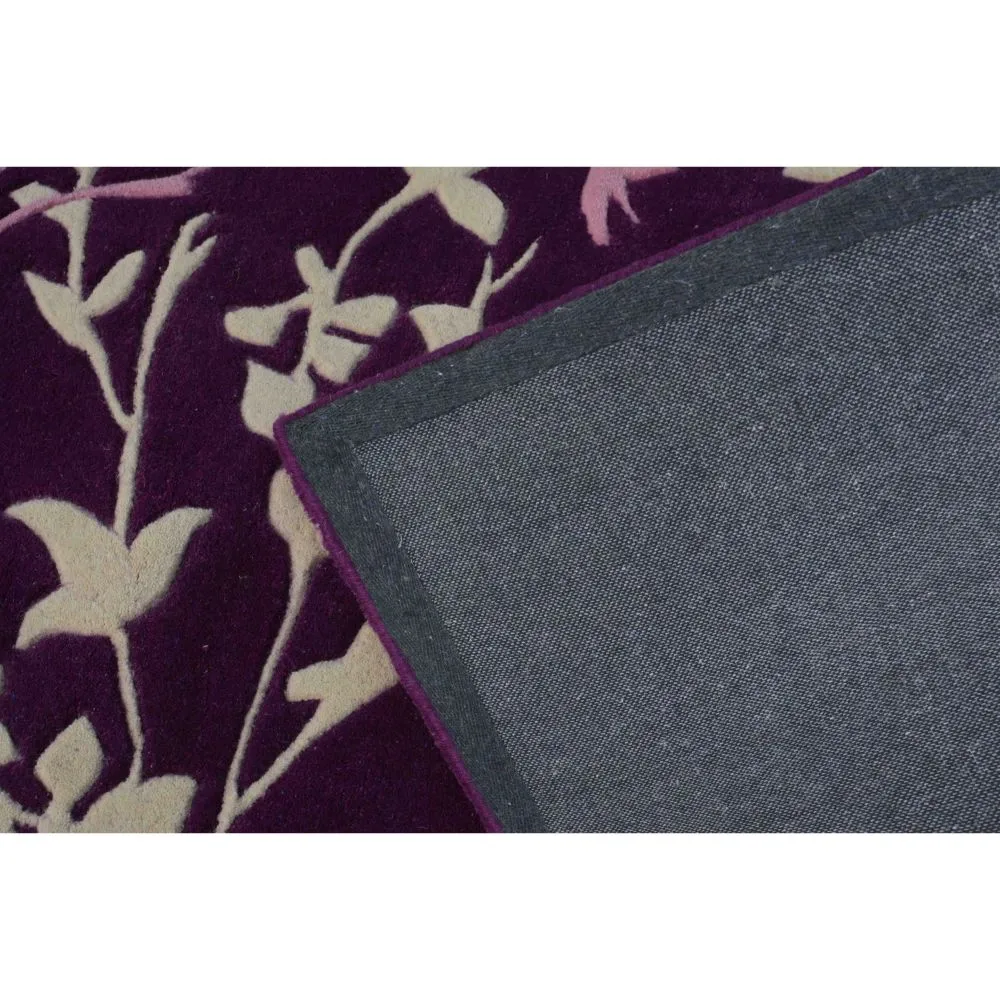 Purple & Pink Floral Patterned Tufted Area Carpet 2X5ft