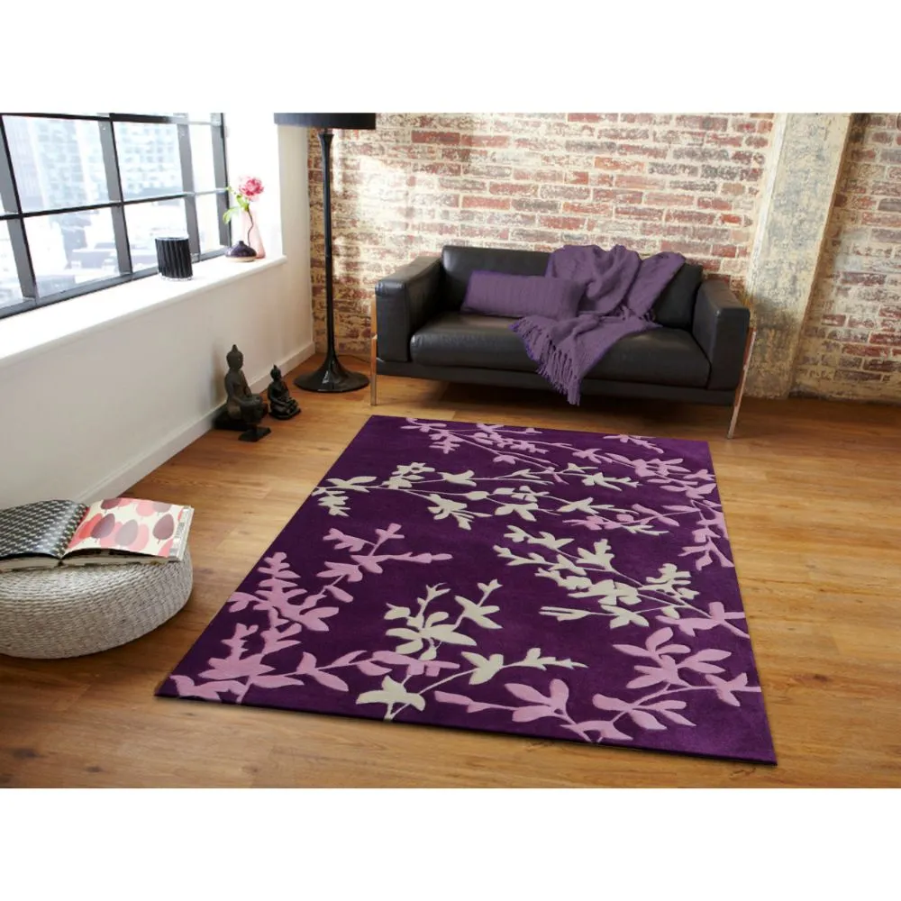 Purple & Pink Floral Patterned Tufted Area Carpet 2X5ft