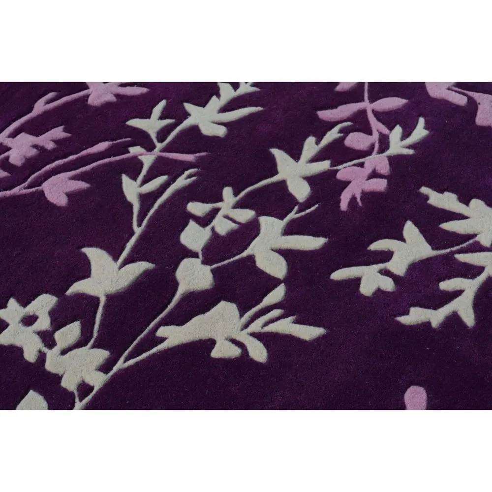 Purple & Pink Floral Patterned Tufted Area Carpet 2X5ft