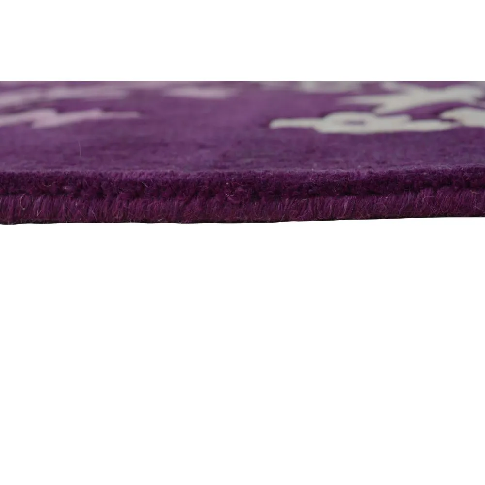 Purple & Pink Floral Patterned Tufted Area Carpet 2X5ft