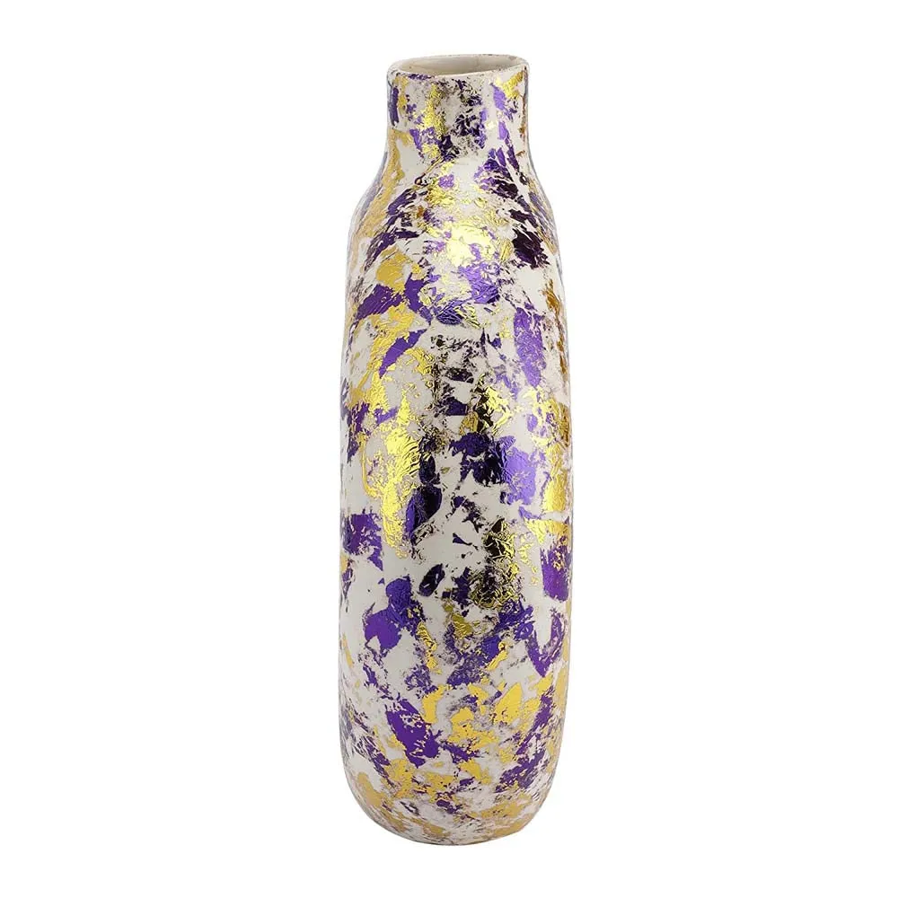 Purple Splashed Ceramic Donut Flower Vase