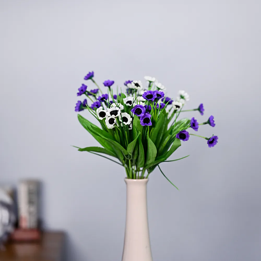 Purple & White Blossom Small Artificial Flower Bunch Combo