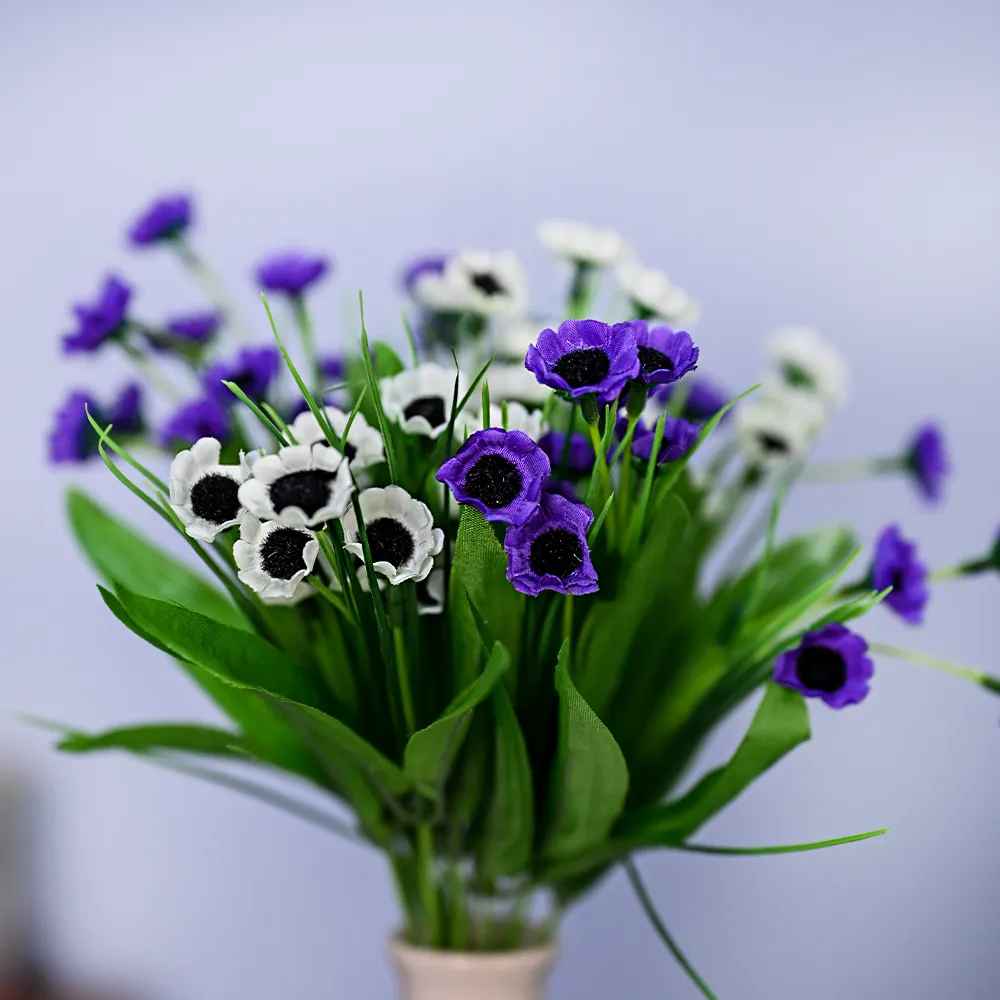 Purple & White Blossom Small Artificial Flower Bunch Combo