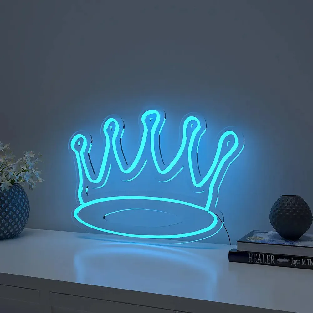 Queen Crown Warm Neon Light Blue