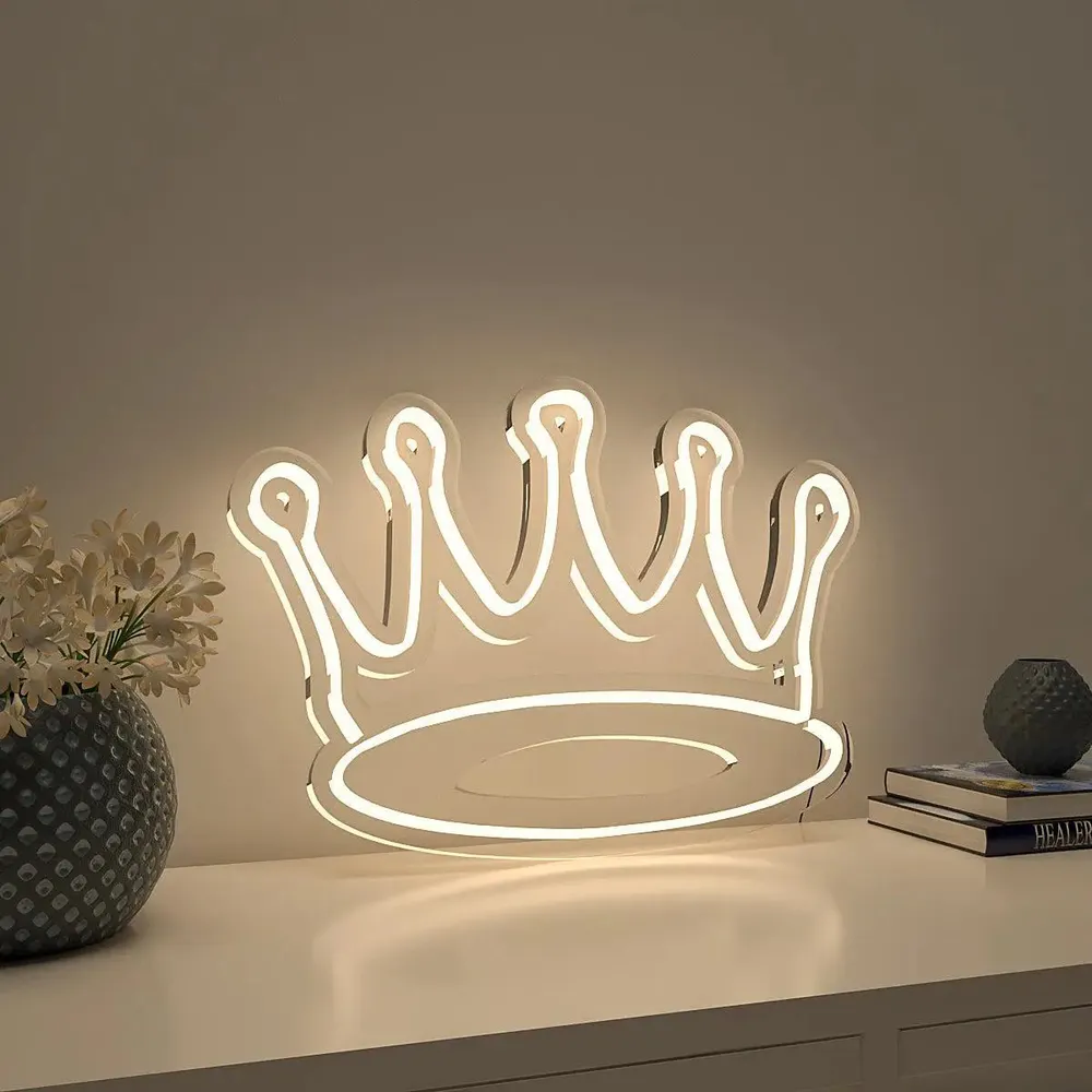 Queen Crown Warm Neon Light Blue
