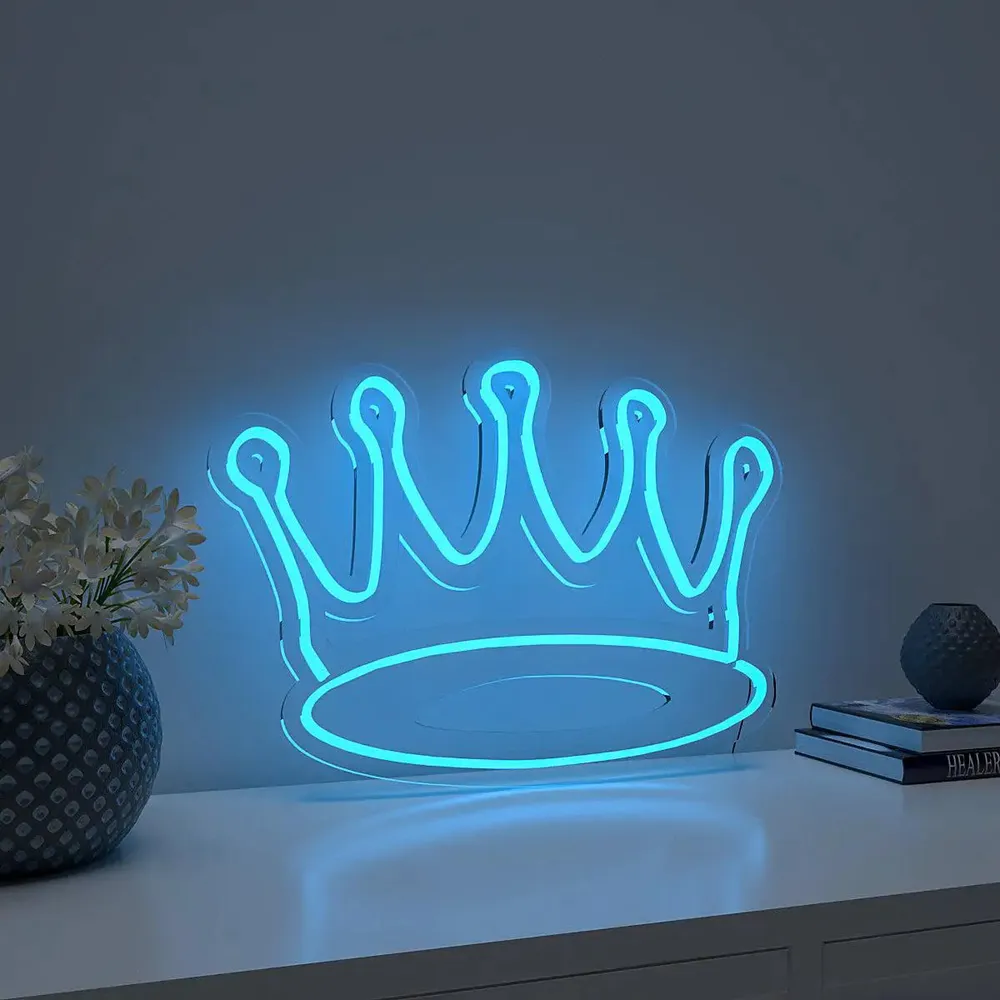 Queen Crown Warm Neon Light Blue