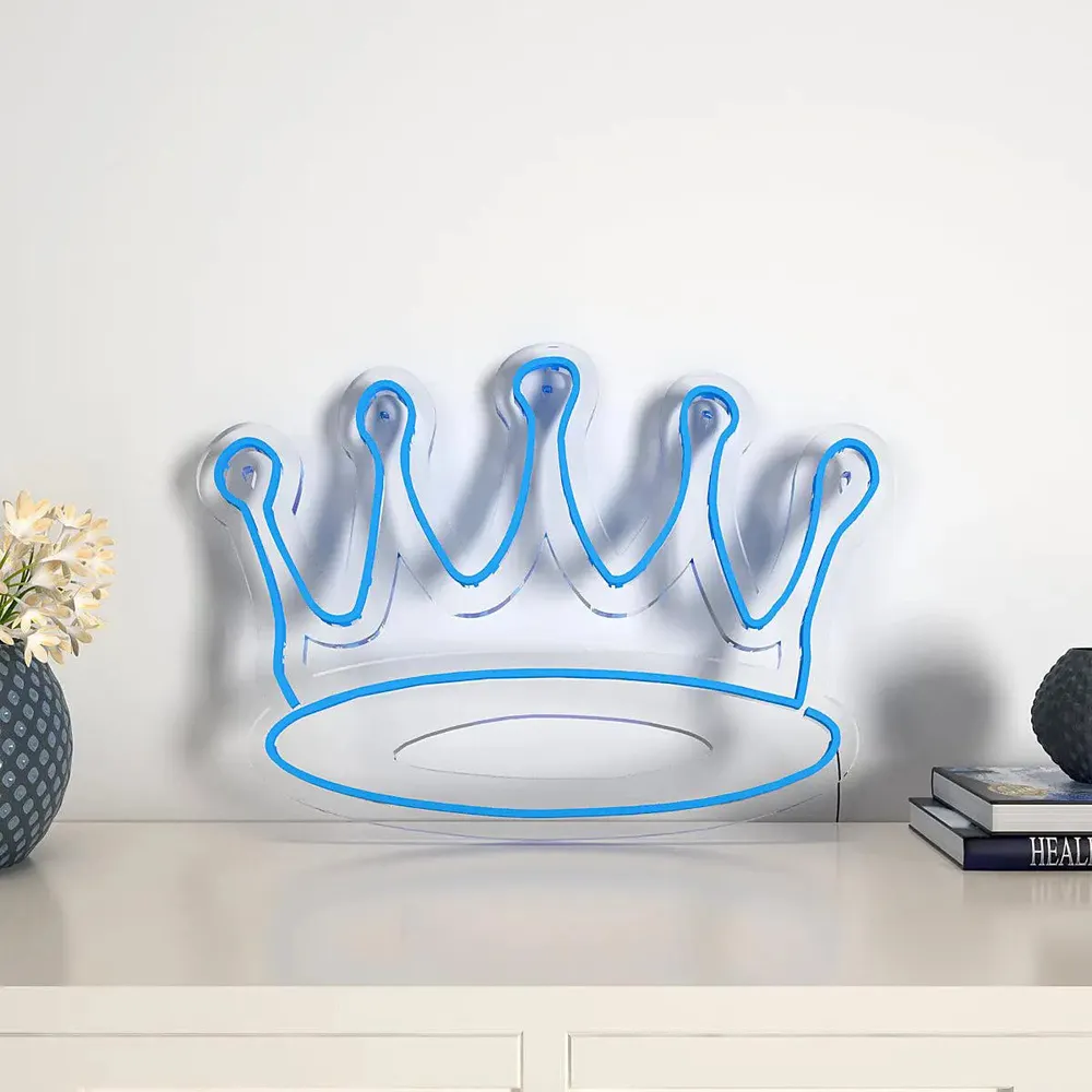 Queen Crown Warm Neon Light Blue