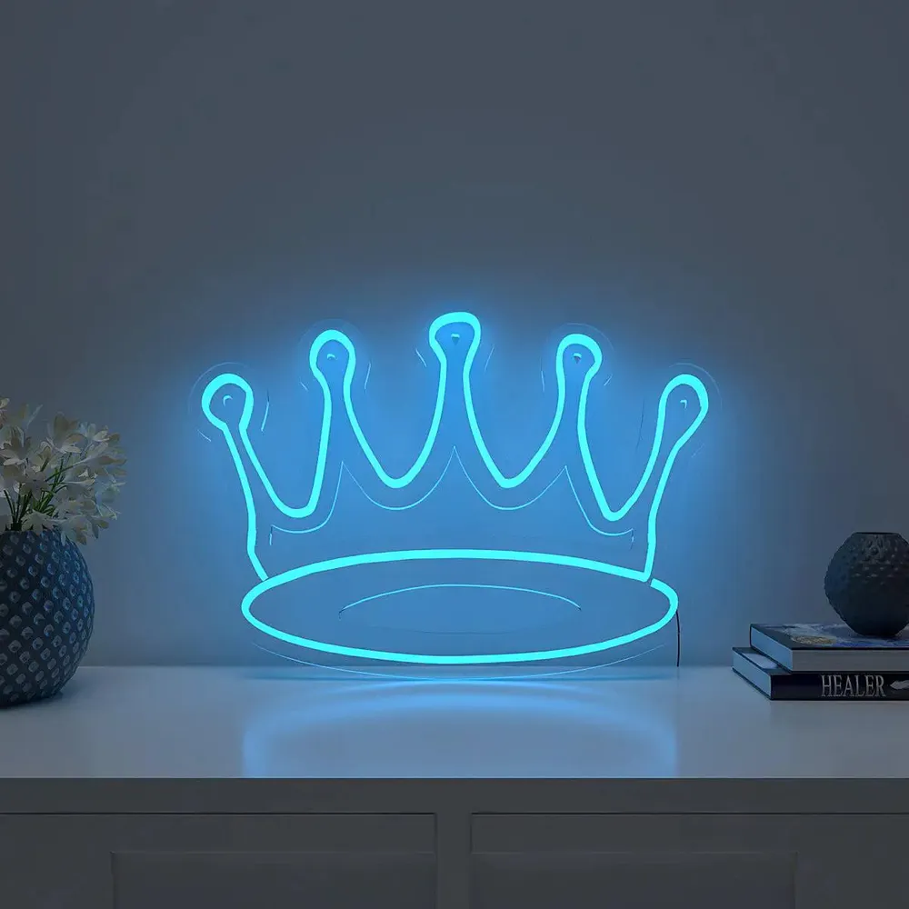 Queen Crown Warm Neon Light Blue