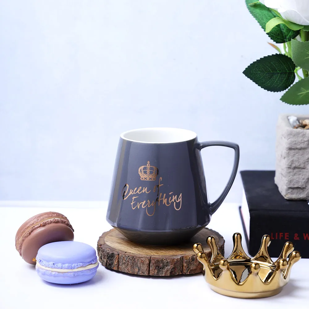 Queen Of Everything" Quoted Grey Crowned Mug