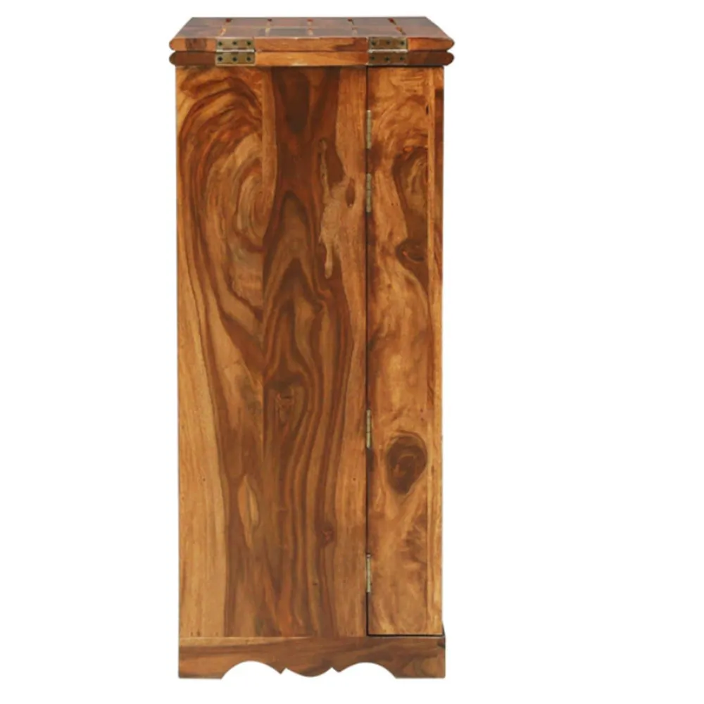 Quintessential Ethnic Block Patterned Sheesham Wood Bar Cabinet