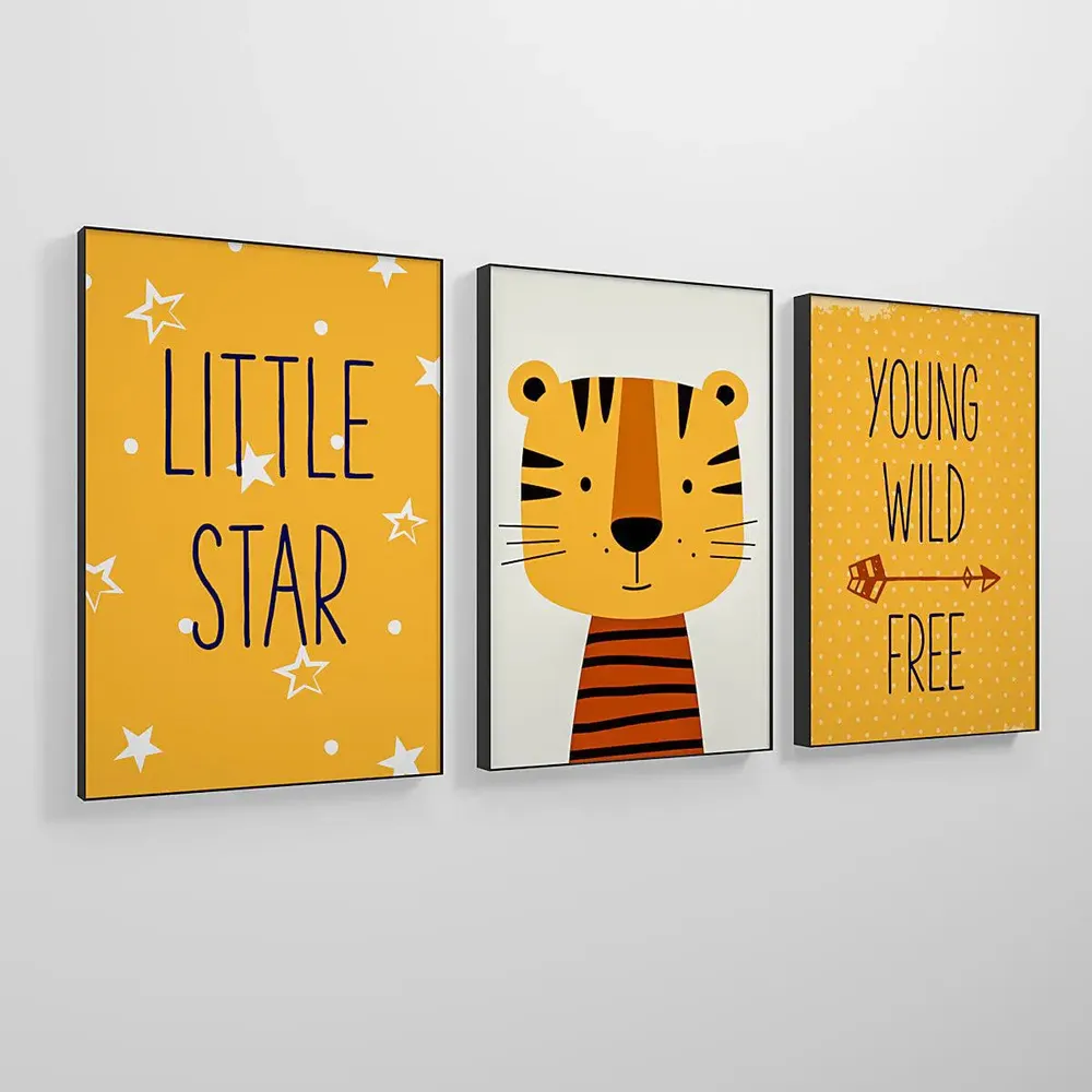 Quirky Litte Star Tiger Nursery Wall Art Set of 3