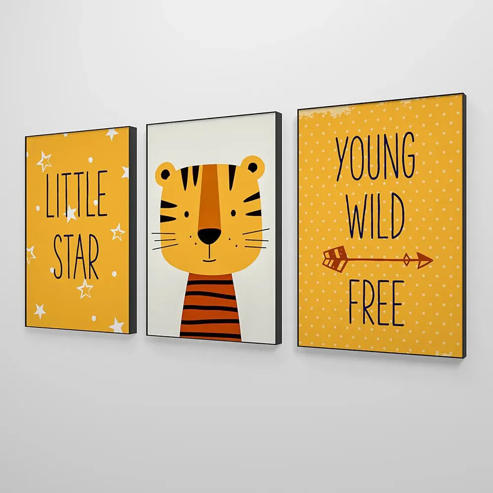 Quirky Litte Star Tiger Nursery Wall Art Set of 3