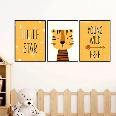 Quirky Litte Star Tiger Nursery Wall Art Set of 3