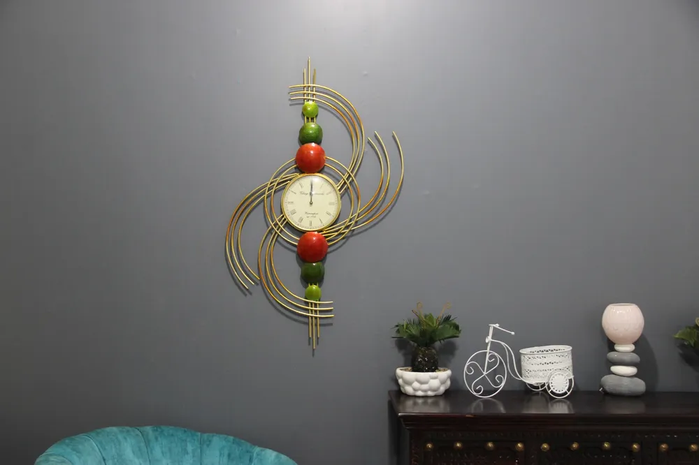 Quirky Multicoloured Metallic Wall Clock for Bedroom