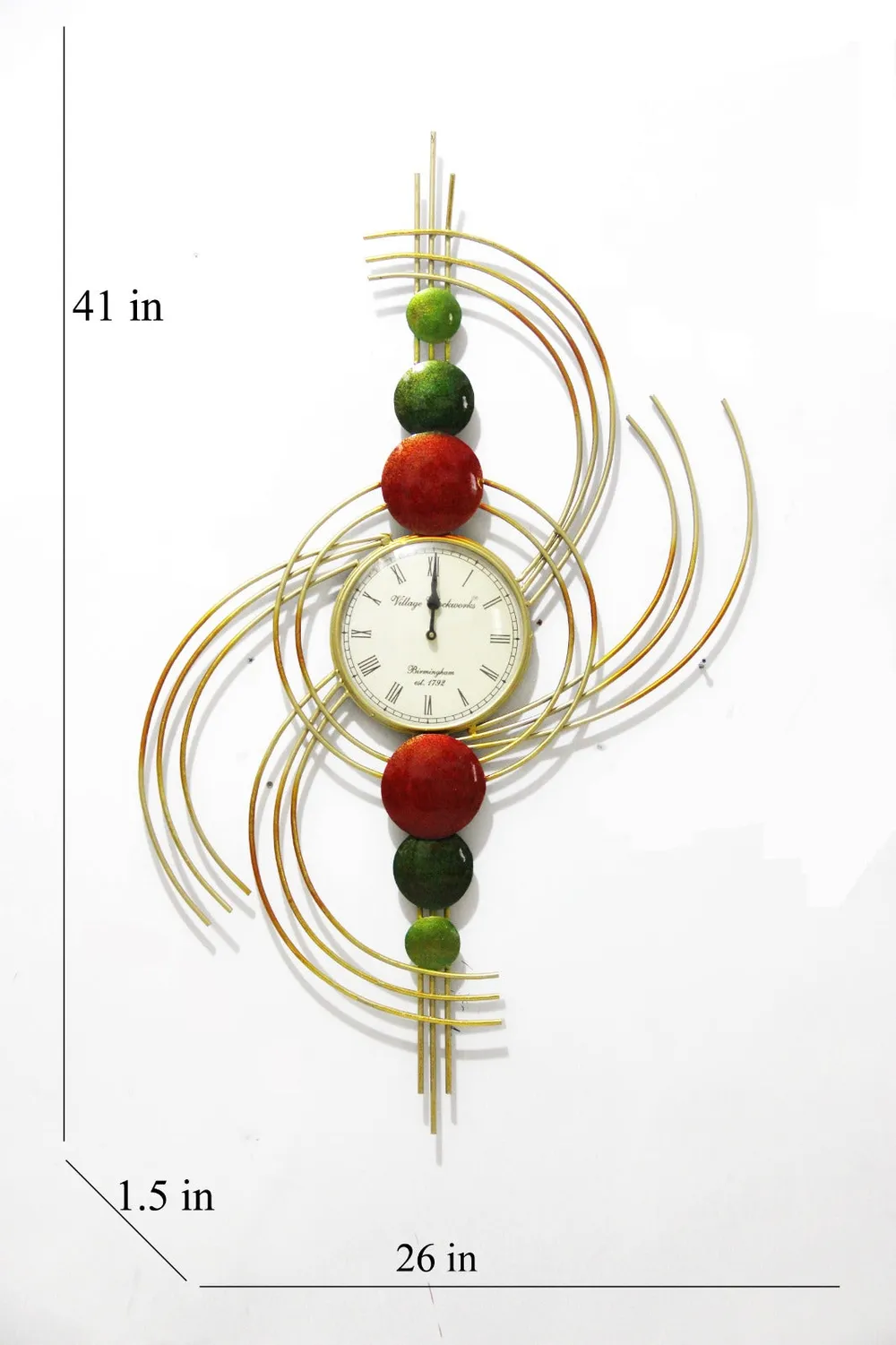 Quirky Multicoloured Metallic Wall Clock for Bedroom