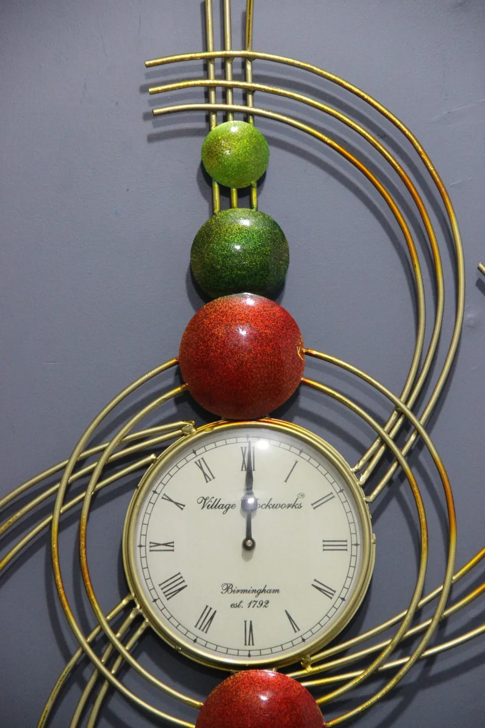 Quirky Multicoloured Metallic Wall Clock for Bedroom