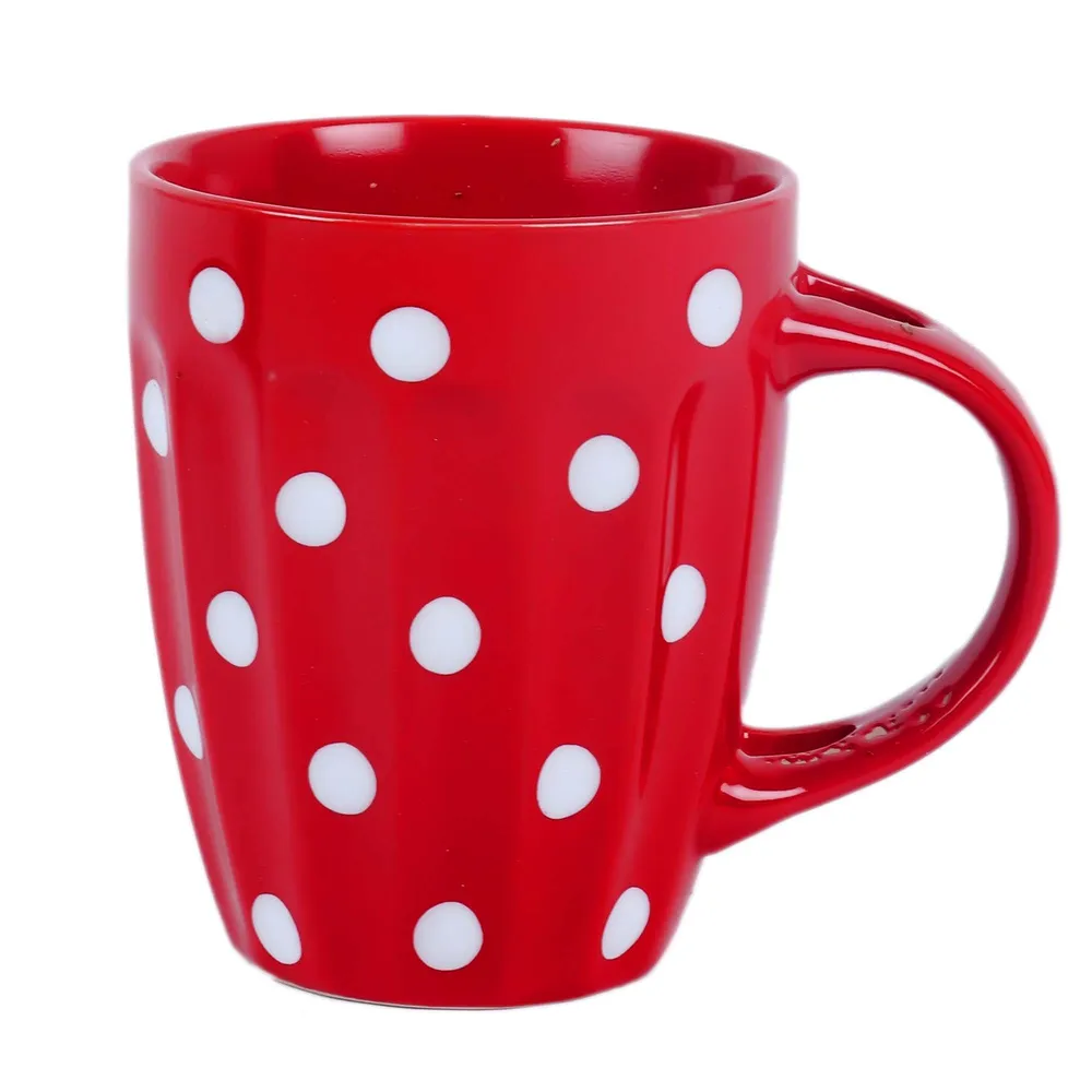 Quirky Polka Dot Designer Red & Blue Printed high-quality Ceramic Coffee Mug Set