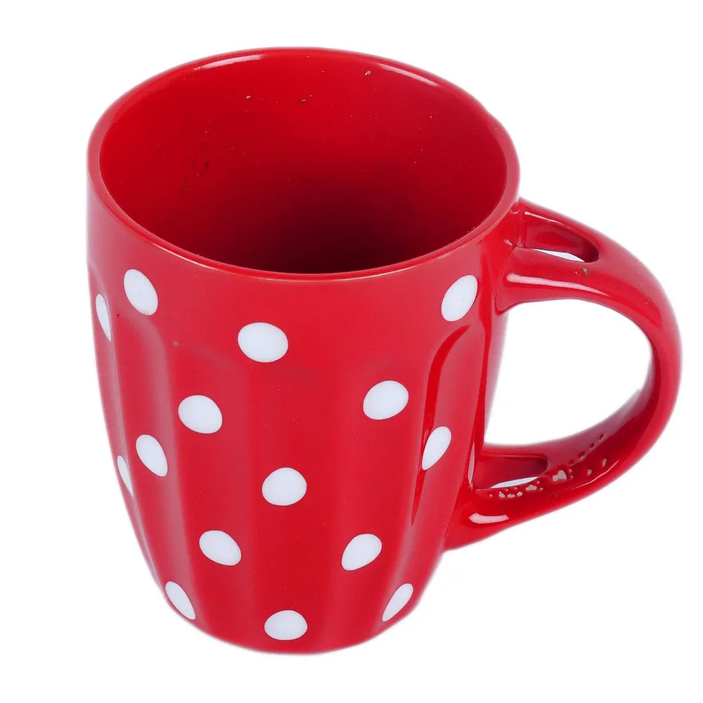 Quirky Polka Dot Designer Red & Blue Printed high-quality Ceramic Coffee Mug Set