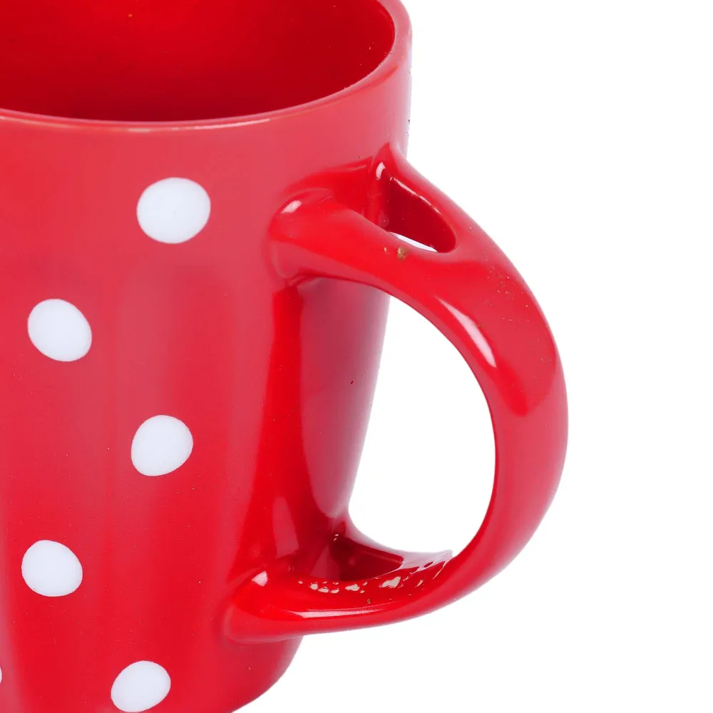 Quirky Polka Dot Designer Red & Blue Printed high-quality Ceramic Coffee Mug Set