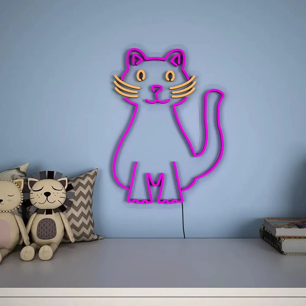Quirky Standing Cat LED Neon Light
