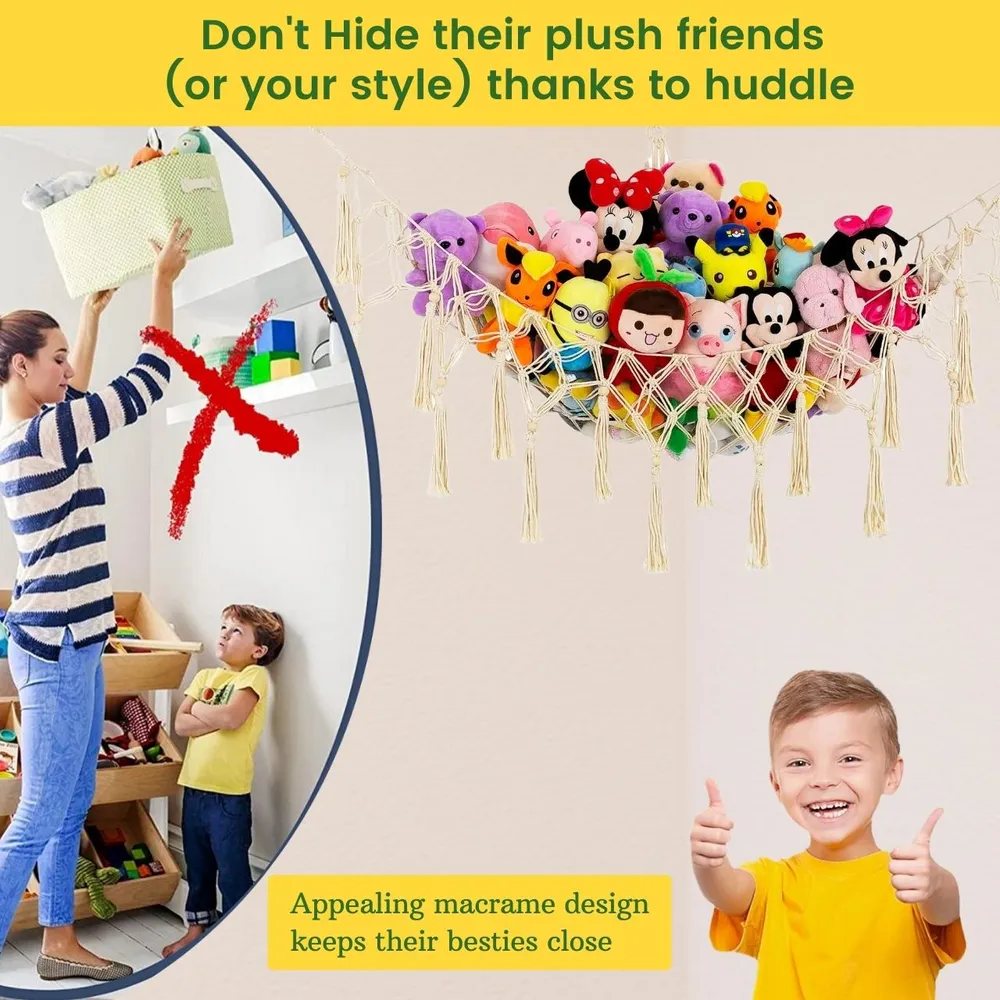 Quirky Tassel 100% Cotton Macrame Toy Hammock for Kids Room