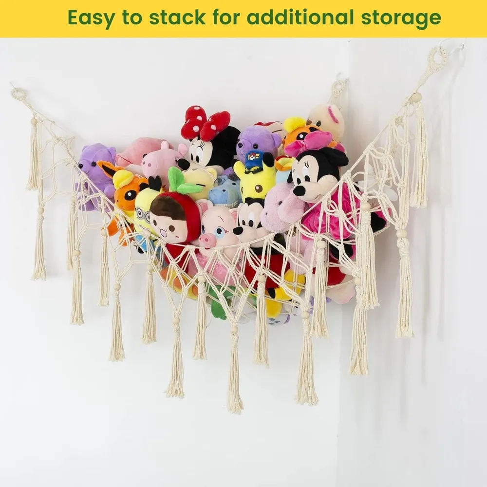 Quirky Tassel 100% Cotton Macrame Toy Hammock for Kids Room