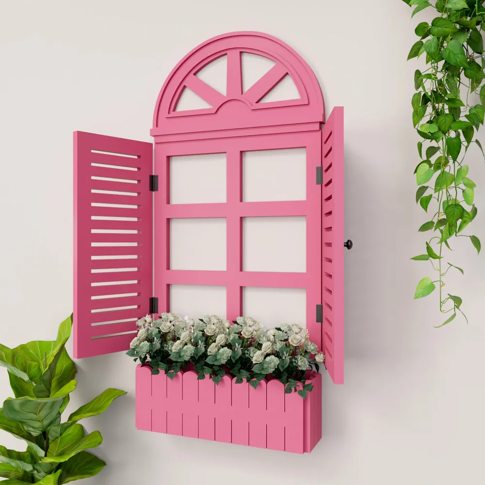 Quirky Vinatge Window Frame Wooden Jharokha Wall Decor White