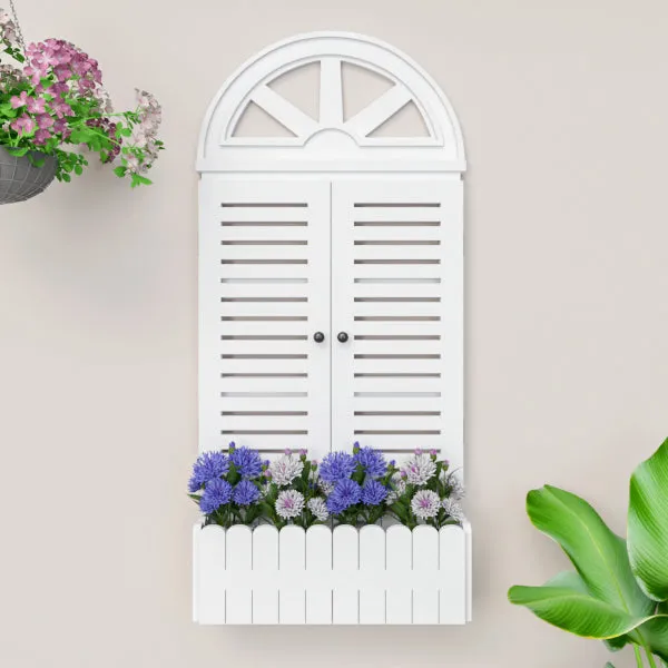 Quirky Vinatge Window Frame Wooden Jharokha Wall Decor White