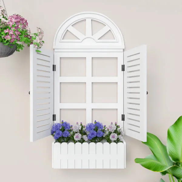 Quirky Vinatge Window Frame Wooden Jharokha Wall Decor White