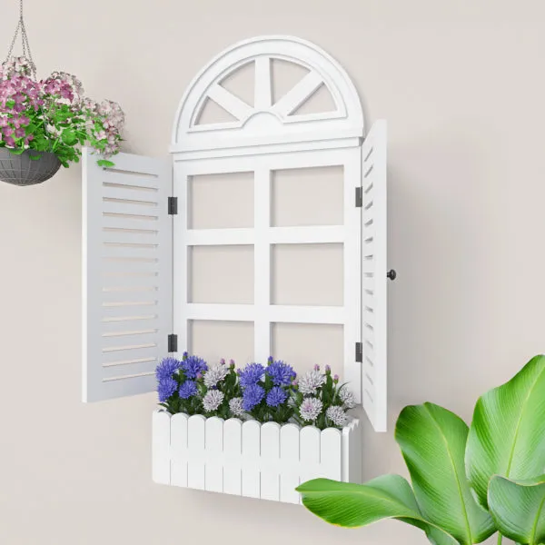Quirky Vinatge Window Frame Wooden Jharokha Wall Decor White