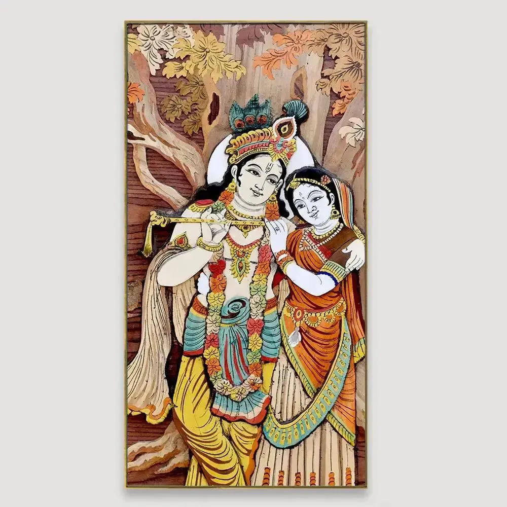 Radha Krishna  Canvas Printed Wall Painting With Frame