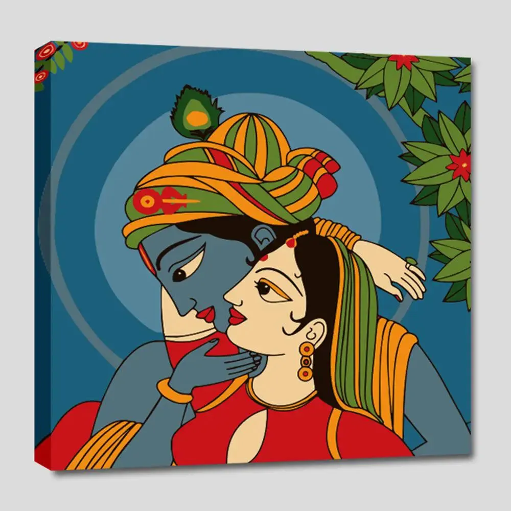 Radha Krishna Colourful DIY(Do-It-Yourself)/ Paint by numbers canvas painting kit