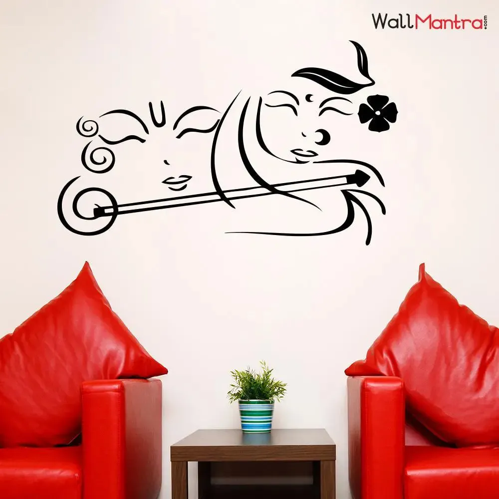 Radha Krishna Face Wall Sticker