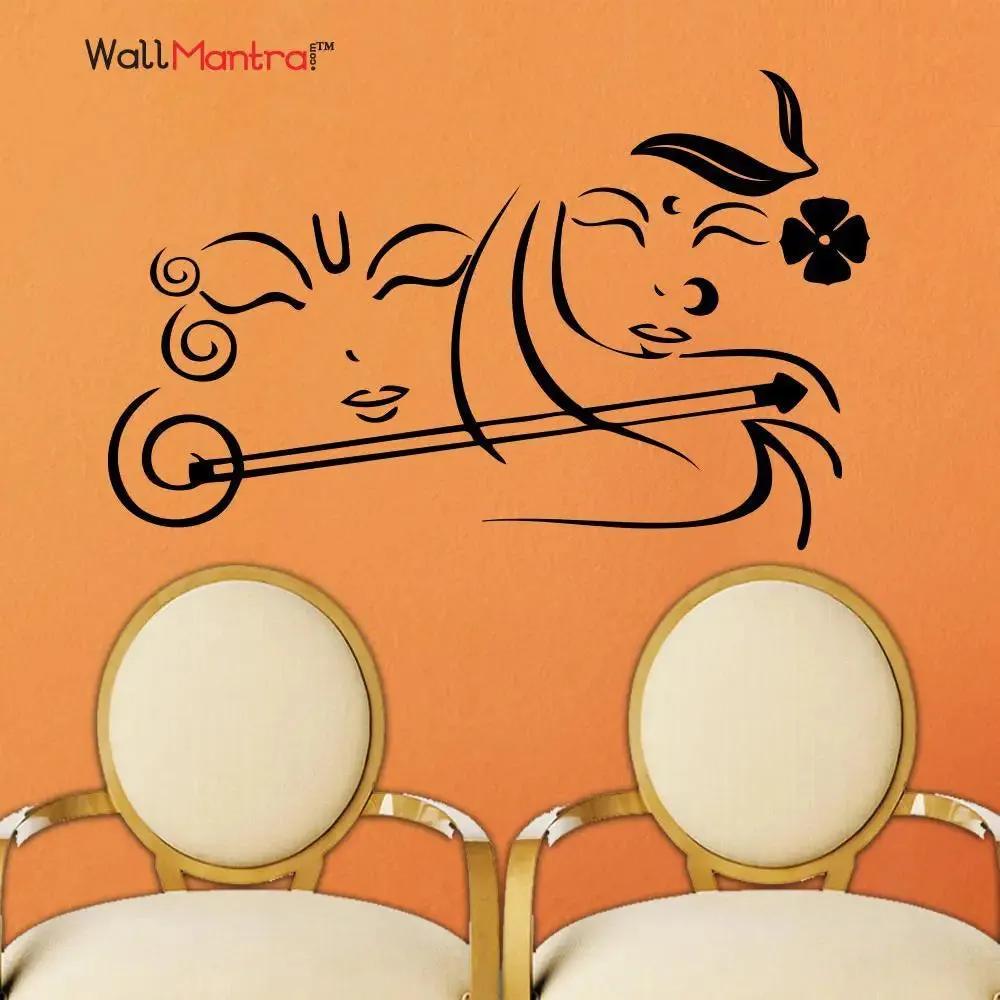 Radha Krishna Face Wall Sticker
