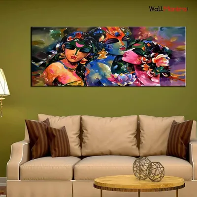 Radha Krishna Gopies Spiritual Wall Painting In  Canvas