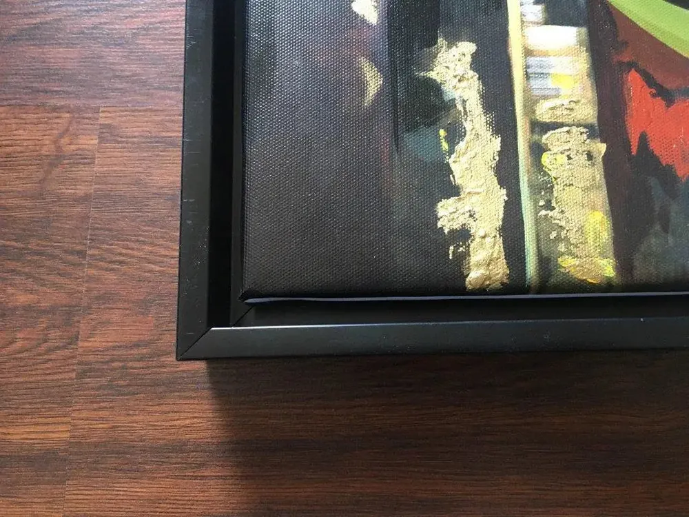 Radha Krishna Handmade Painting on Canvas (Black Frame)