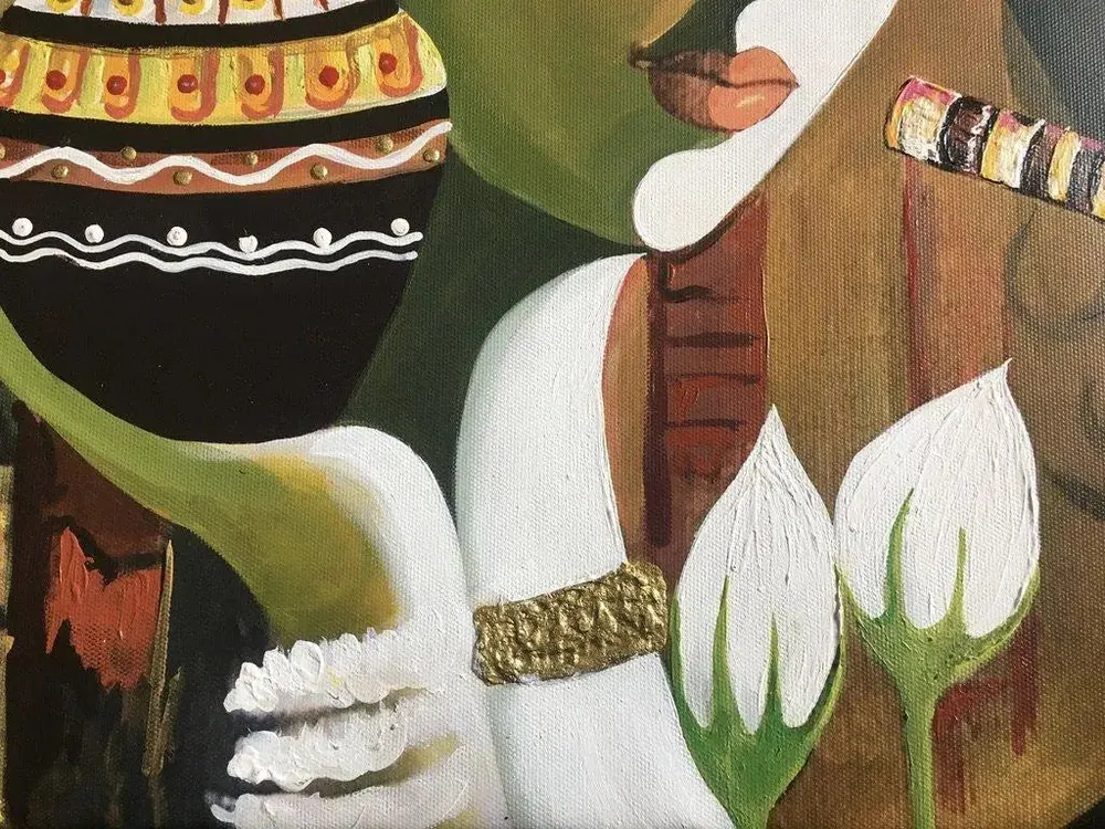 Radha Krishna Handmade Painting on Canvas (Black Frame)