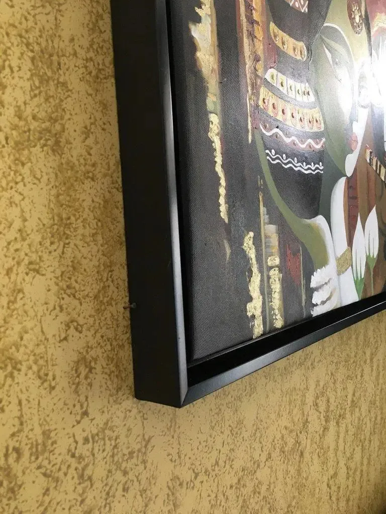 Radha Krishna Handmade Painting on Canvas (Black Frame)
