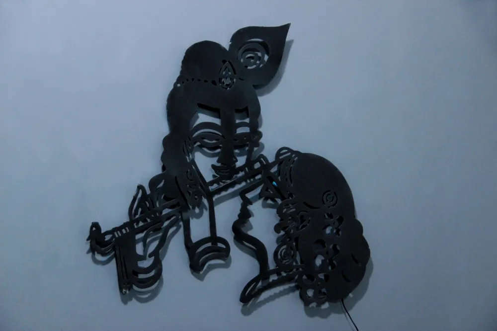 Radha Krishna Inspired LED Wall Artwork with Black Finish