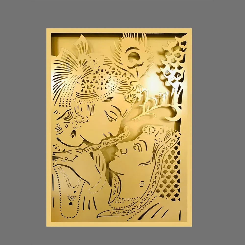 WallMantra Radha Krishna Led Metal Wall Art