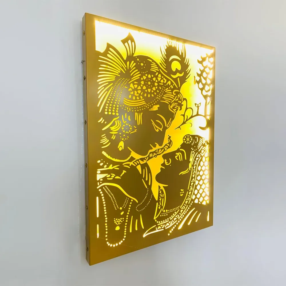 WallMantra Radha Krishna Led Metal Wall Art