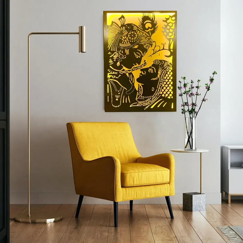 WallMantra Radha Krishna Led Metal Wall Art