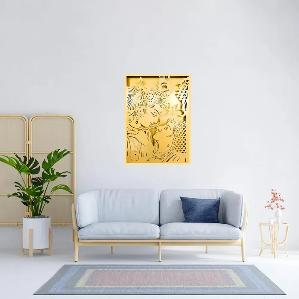 WallMantra Radha Krishna Led Metal Wall Art