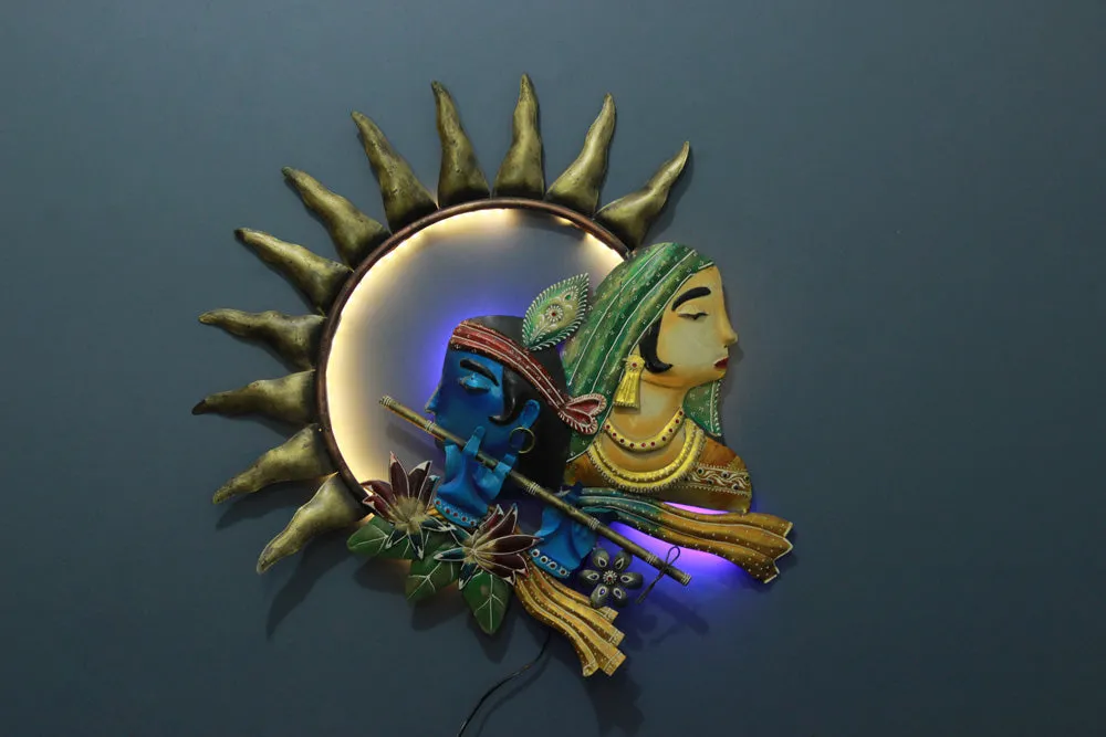 Radha Krishna LED Metal Wall Art Decor