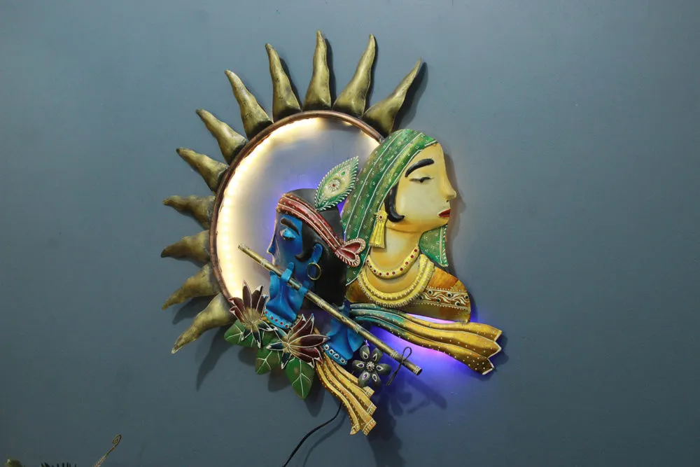 Radha Krishna LED Metal Wall Art Decor