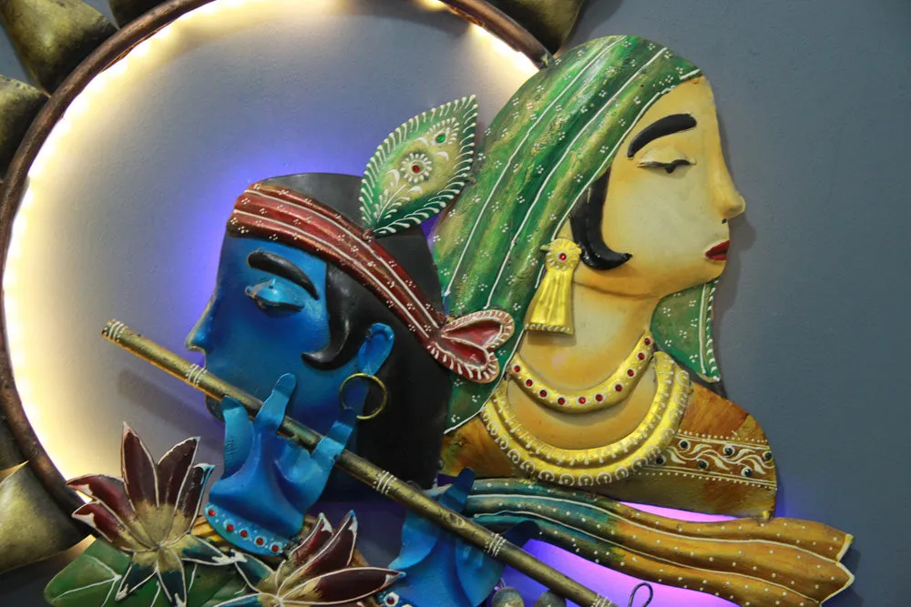 Radha Krishna LED Metal Wall Art Decor