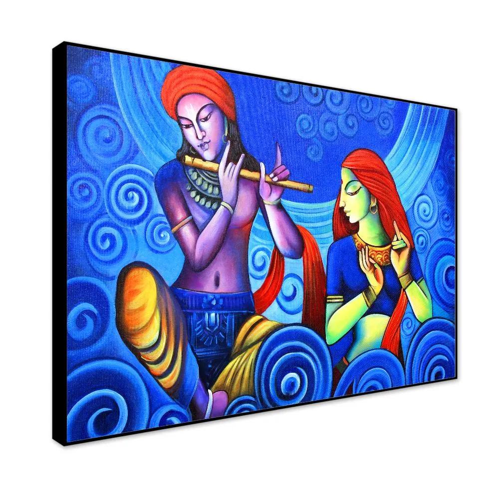 Radha Krishna Musing Framed Wall Art With Frame