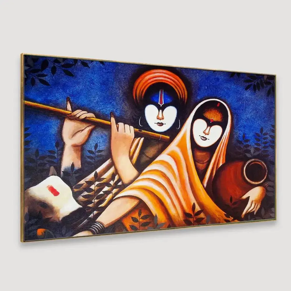 Radha Krishna Spiritual Canvas Art  Wall Painting With Frame