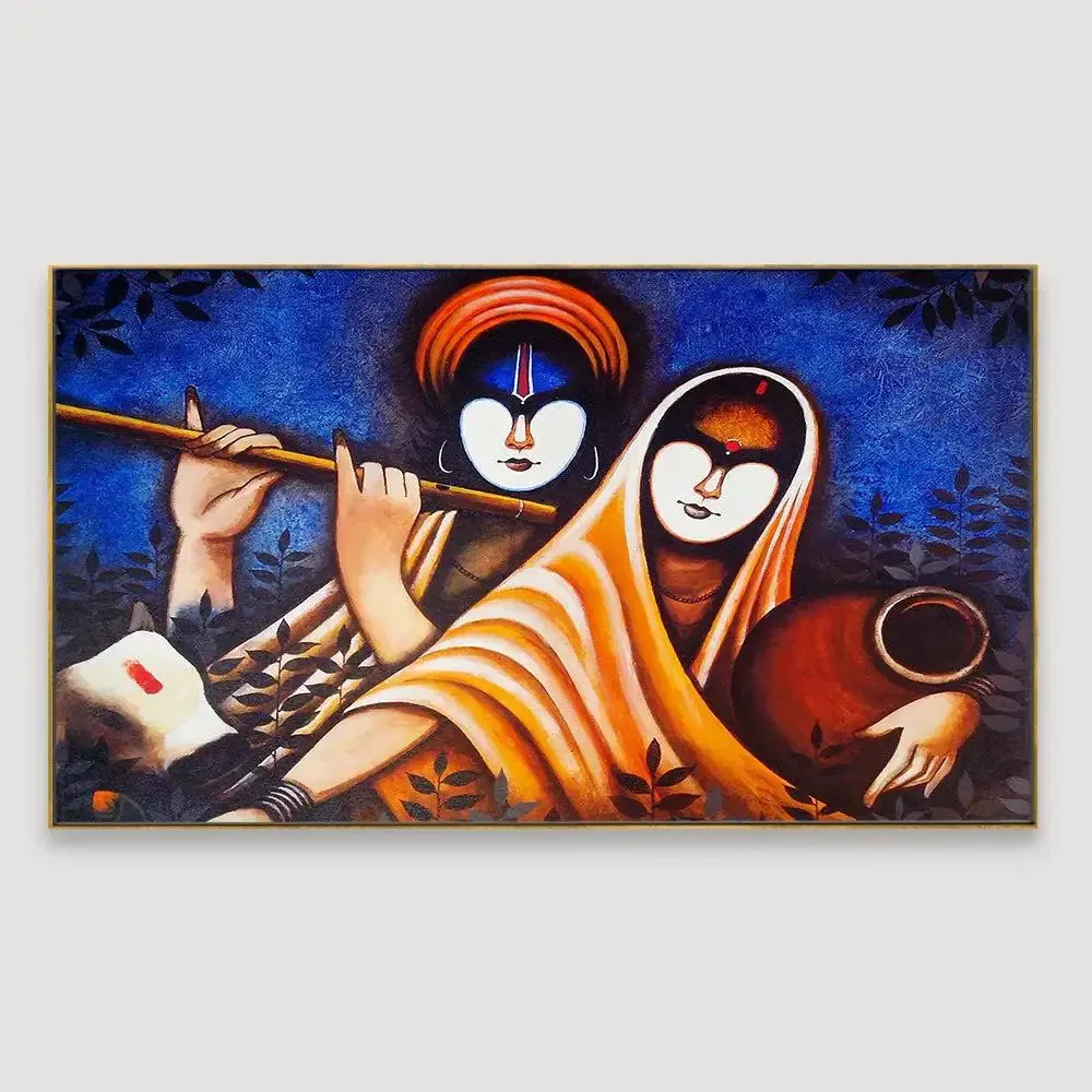 Radha Krishna Spiritual Canvas Art  Wall Painting With Frame