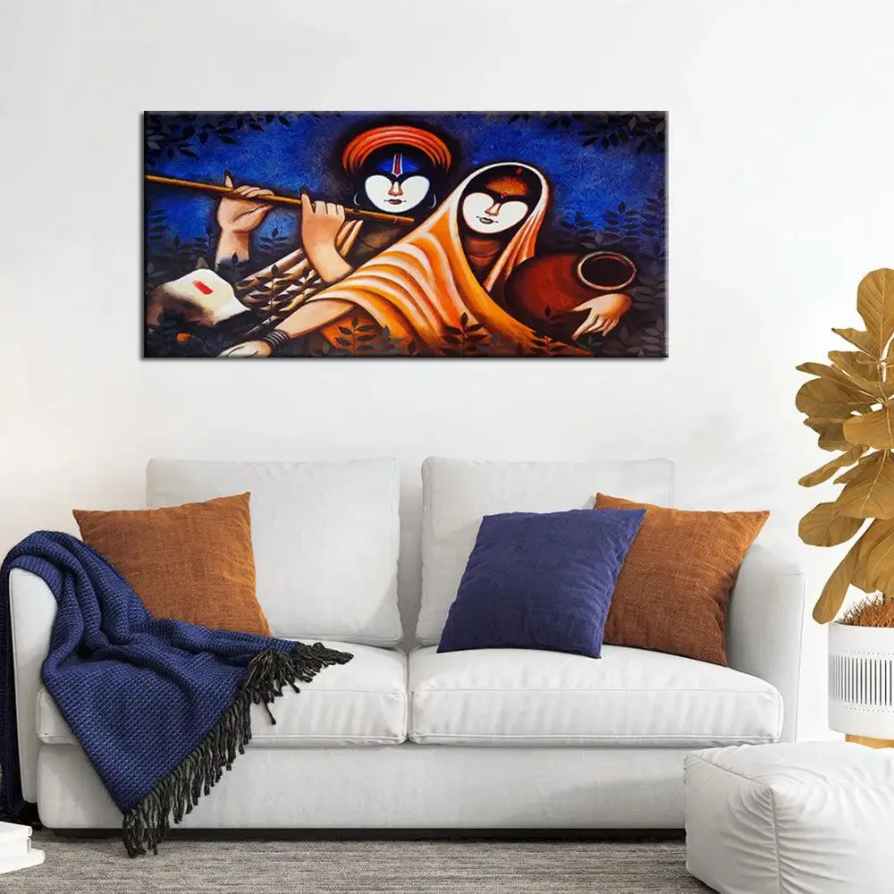 Radha Krishna Spiritual Canvas Art  Wall Painting With Frame